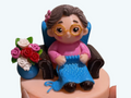 Adorno abuela tejiendo
