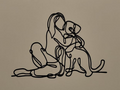 woman and dog wall art