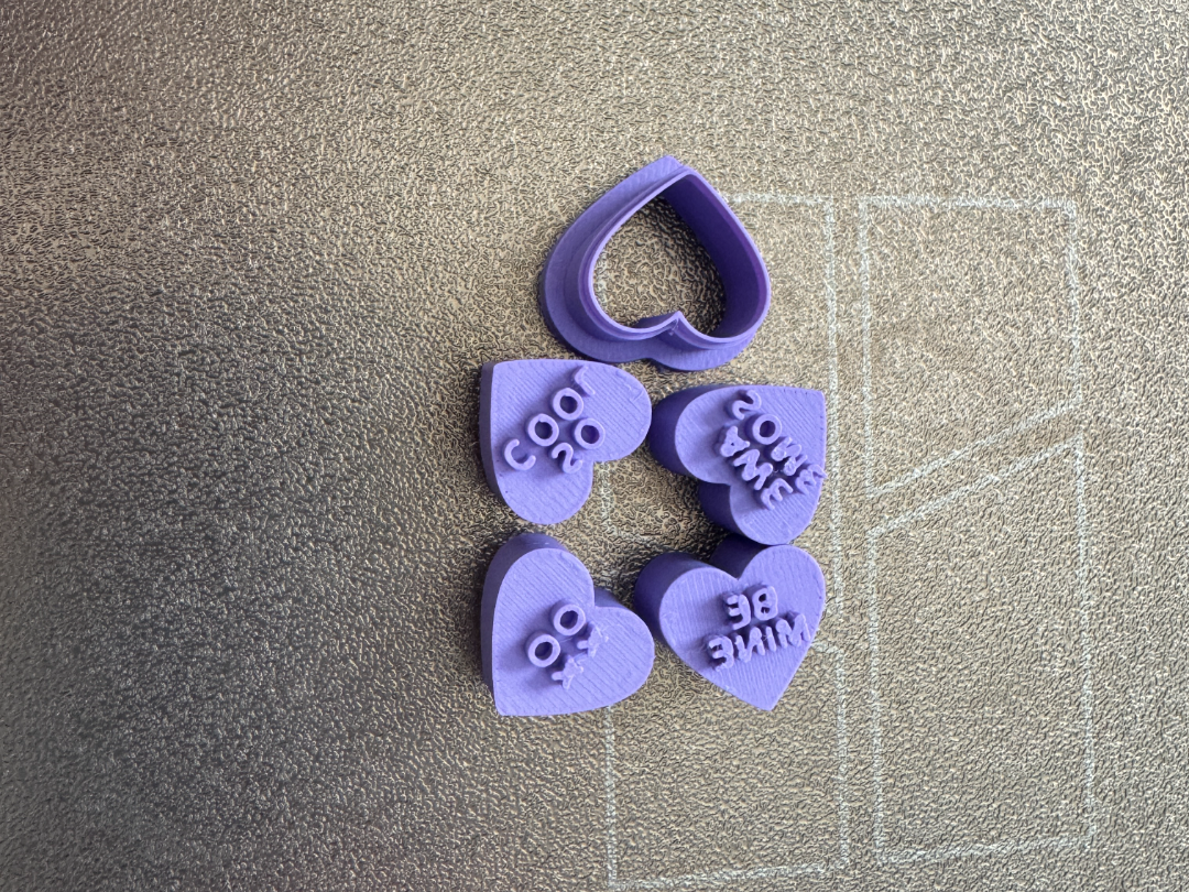 Conversation hearts polymer clay cutter and stamps