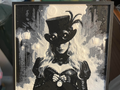 SteamPunk Woman with a watch V2 B/W Hueforge