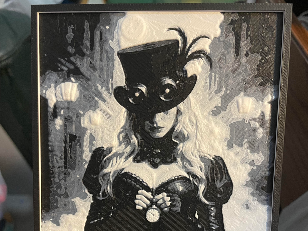 SteamPunk Woman with a watch V2 B/W Hueforge