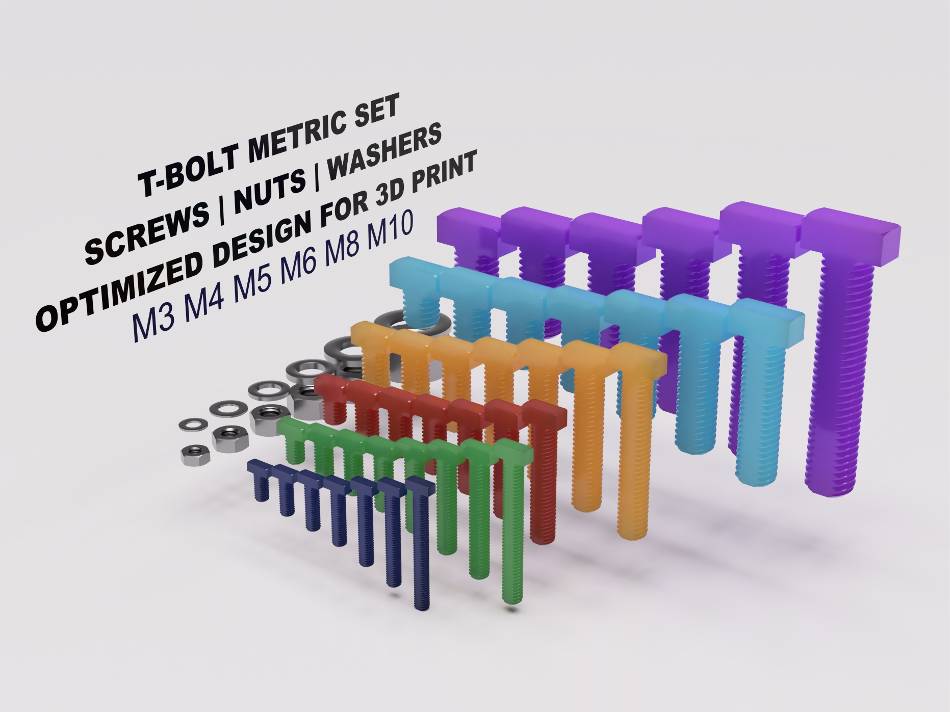 T-Bolt Metric Set M3 M4 M5 M6 M8 M10