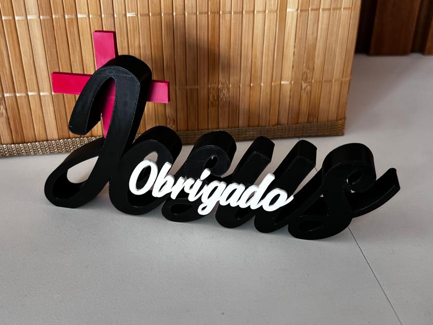 Decoração de mesa Obrigado Jesus