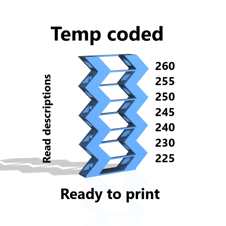 Temp tower ZIG-ZAG PETG, ABS 225-260