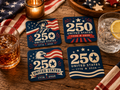 USA 250 Patriotic Coasters with tray