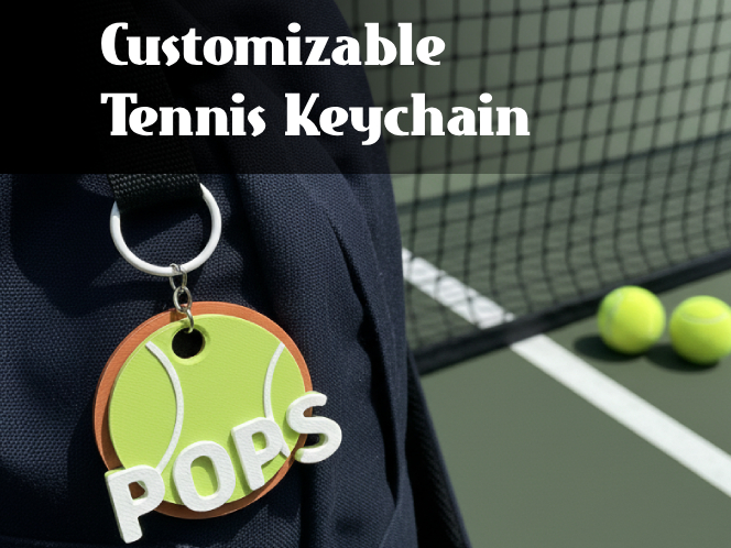 Customizable "Name" Tennis Keychain