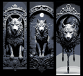 Carvings of the Wolf and Moon Fantasy Design - Set of 3 Bookmarks