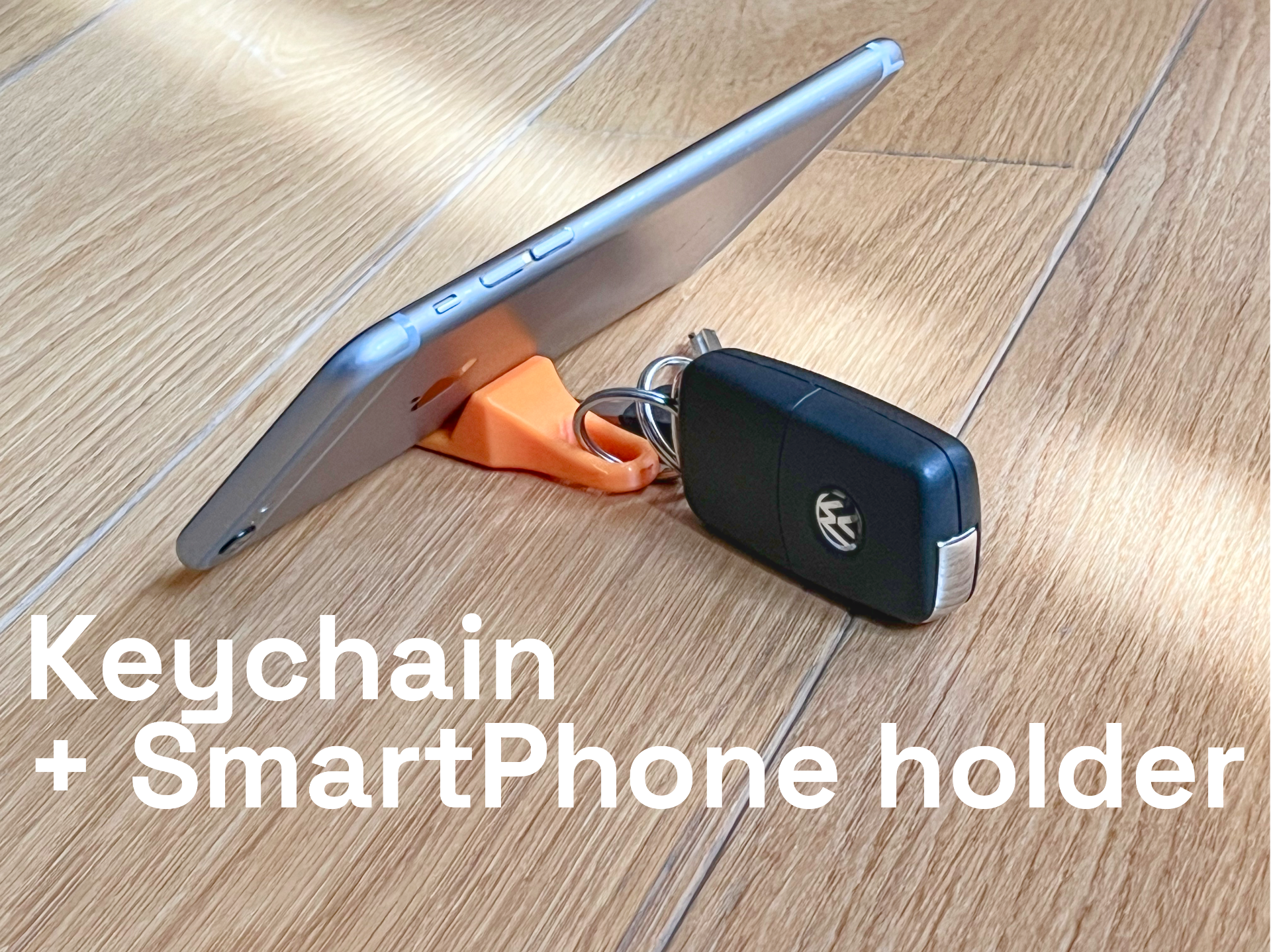 Keychain with phone holder