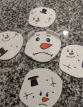 Melted Snowman Coaster Set + Holder - A Frosty End