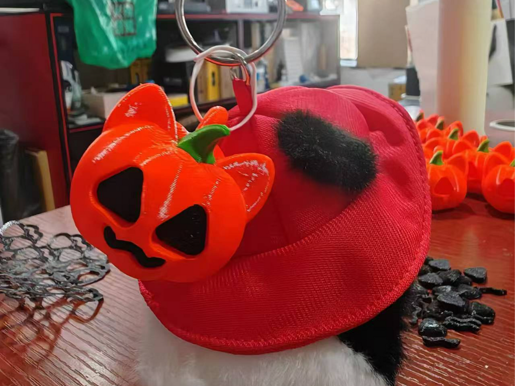 南瓜猫钥匙链/Halloween pumpkin cat keychain
