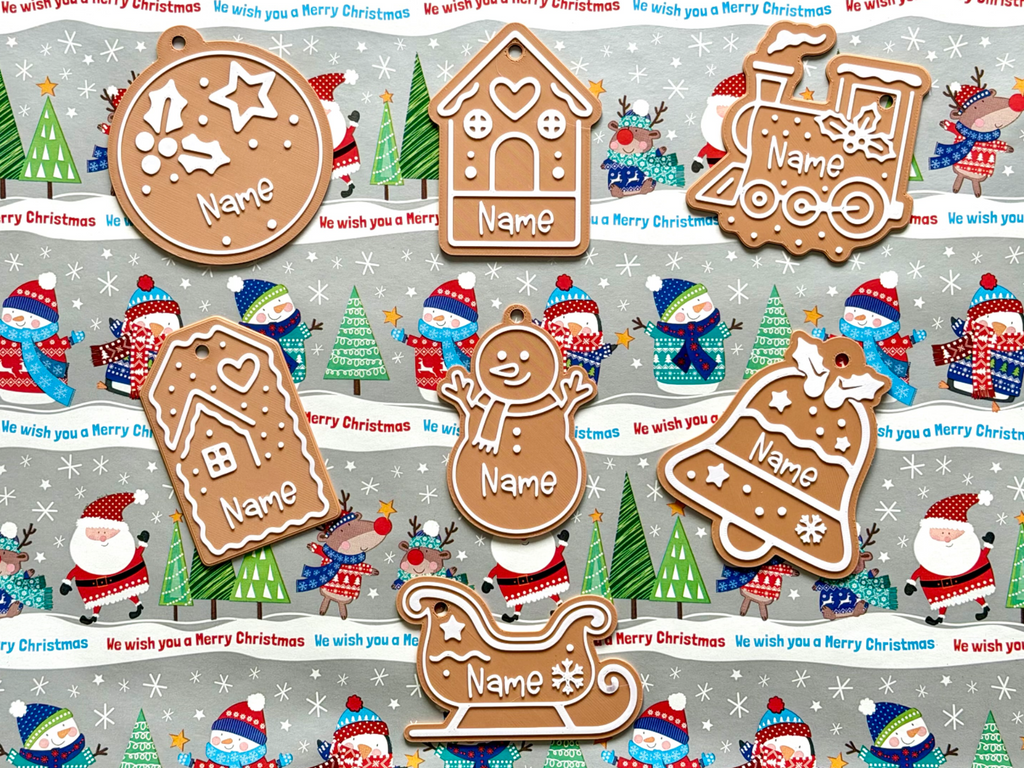 Customisable name Christmas gift tag - Gingerbread