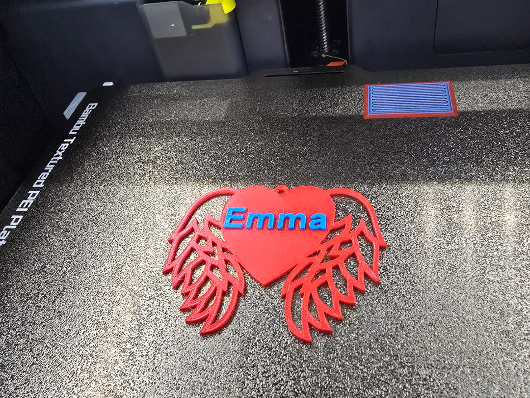 customizable Name Ornament Heart wings