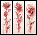 Red Roses - Almost as if Drawn by Blood - Set of 3 Bookmarks