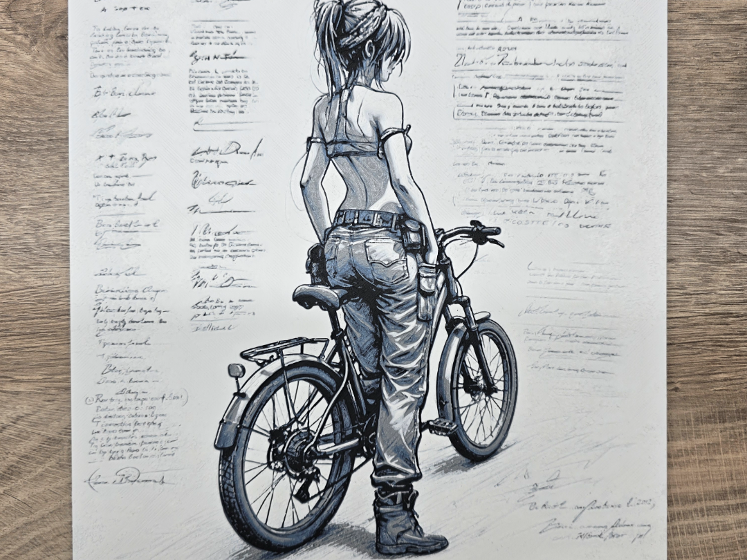 Girl mit Fahrrad - Hueforge
