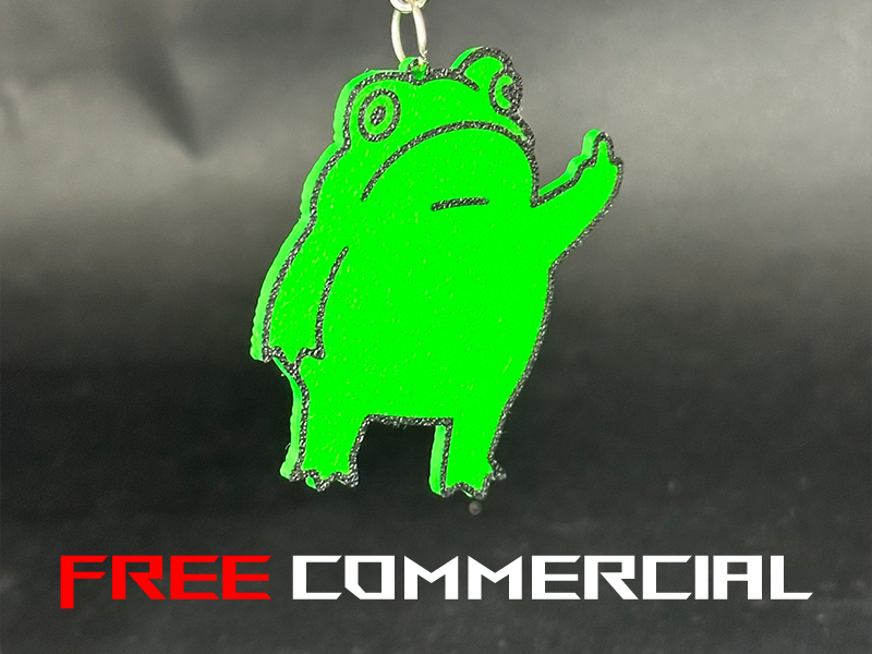 Frog with middle finger keychain green + ams