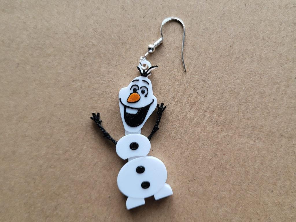 olaf articulated xmas earrings and keyring