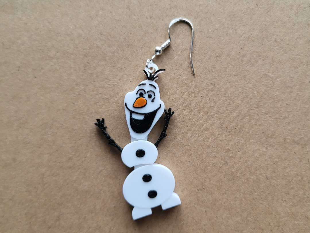 olaf articulated xmas earrings and keyring