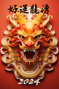 Dragon Greeting New Year and Caligraphy (Hueforge)