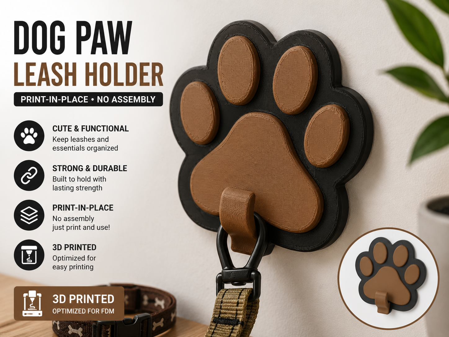 Dog Paw Leash Holder/Hook