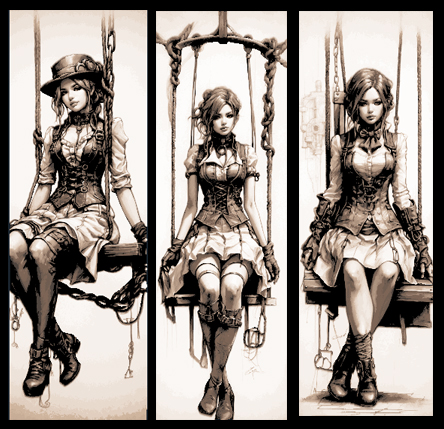 Victorian Era Window Washer Girl - Dressed for the daily Swing - Set of 3 Bookmarks