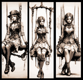Victorian Era Window Washer Girl - Dressed for the daily Swing - Set of 3 Bookmarks