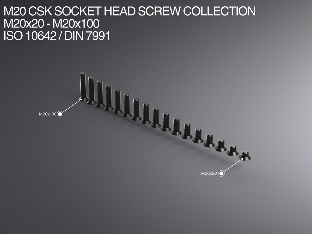 M20 CSK Socket Head Screw Collection M20x20-x100