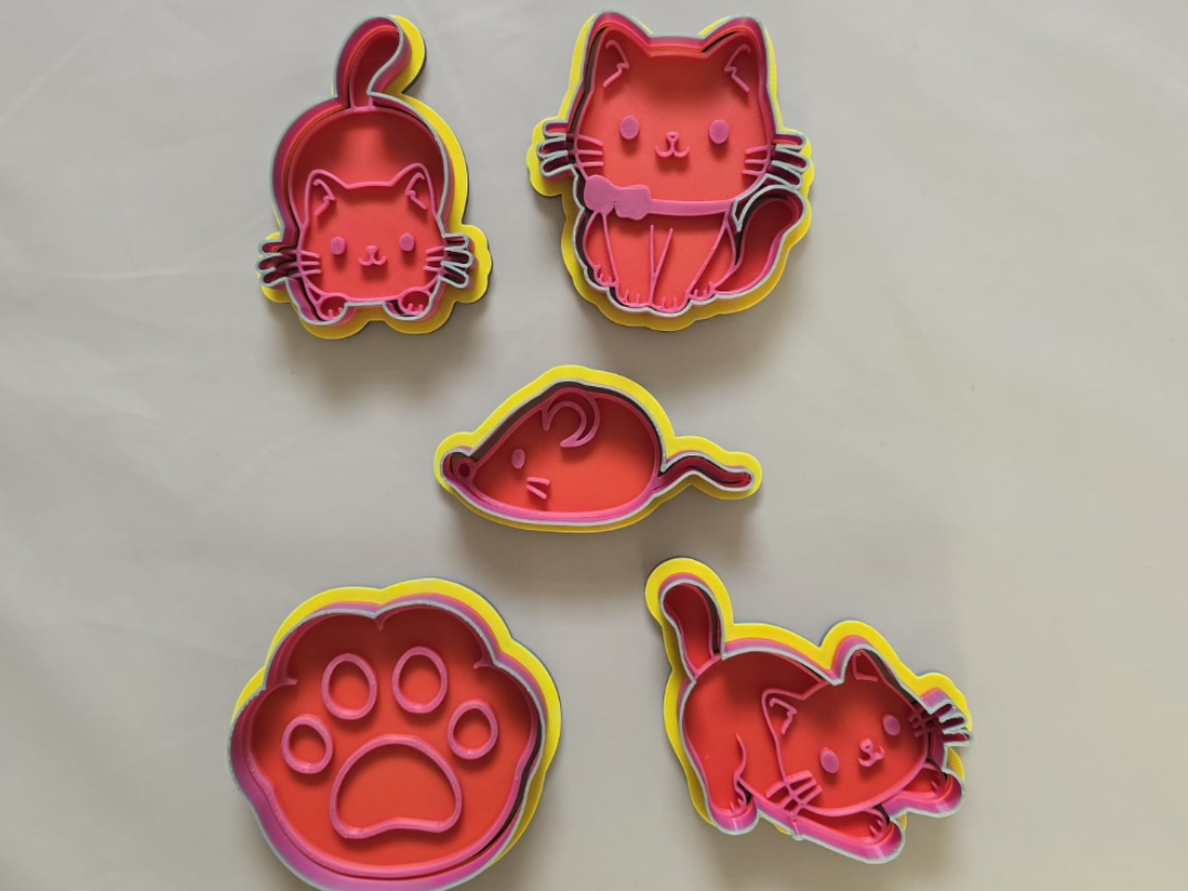 Cute Kawaii Cat Set Cookie Cutter Playdoh Clay 1
