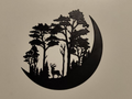 Reindeer in forest with moon wall art