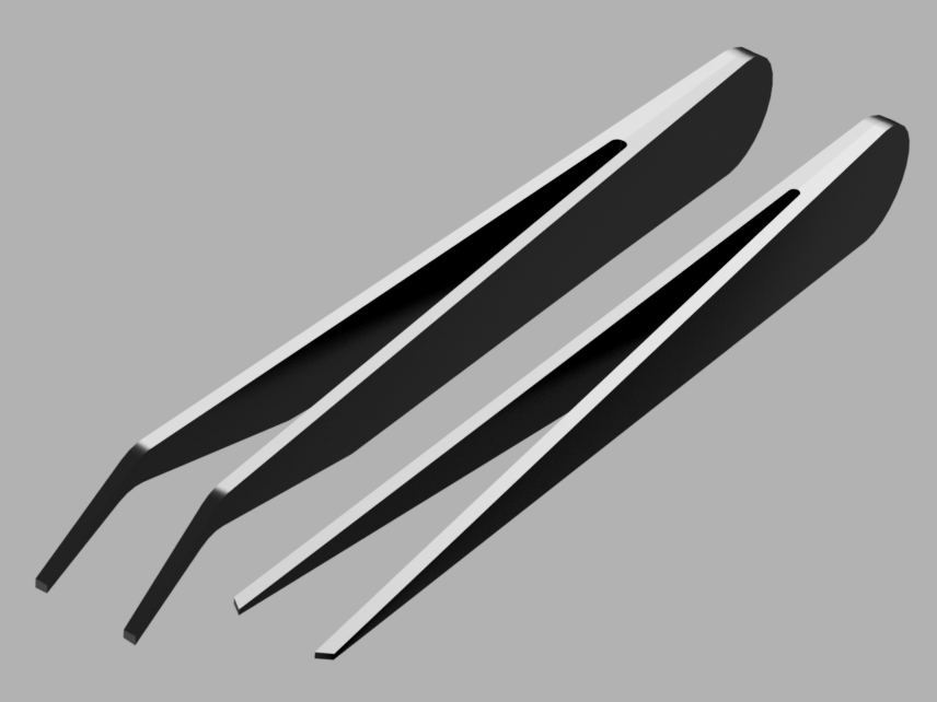 尖头镊子和弯头镊子 Pointed and elbowed tweezers