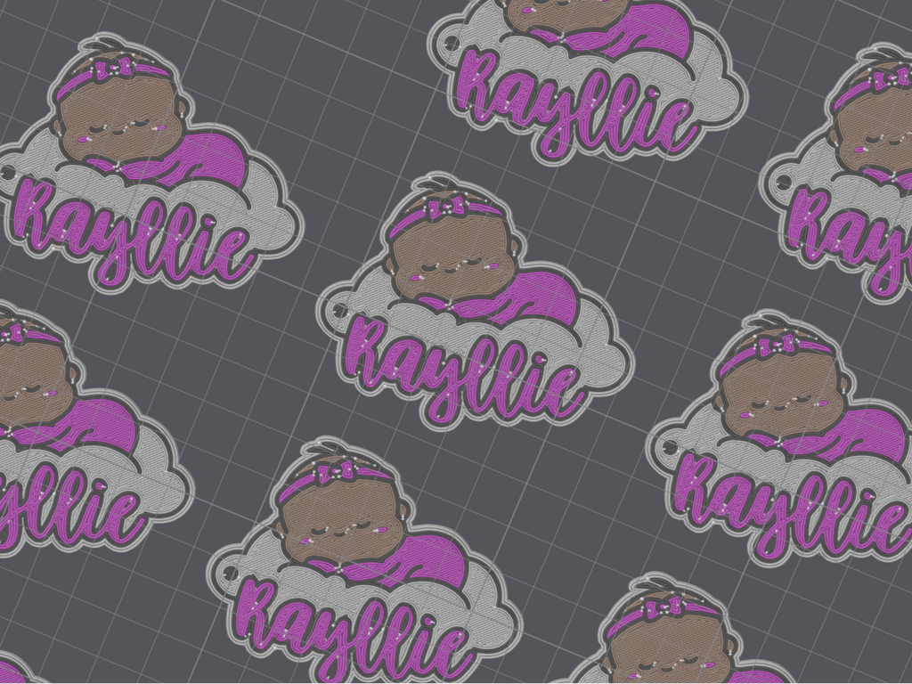 Baby in clouds keychain with name
