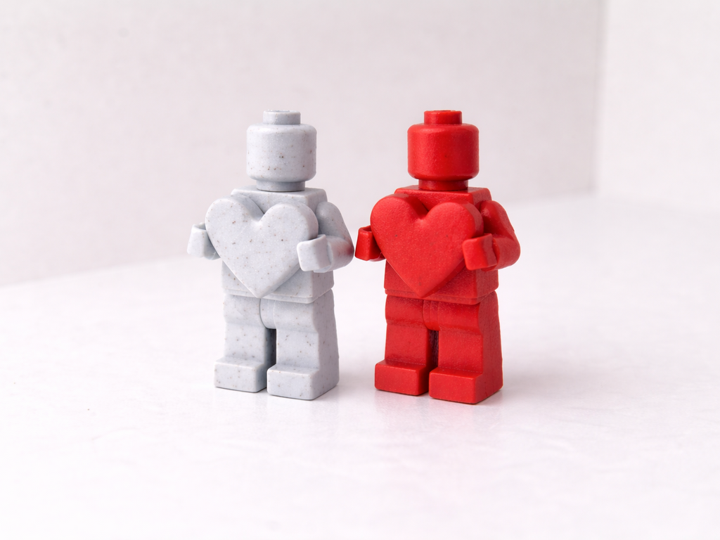Valentine Brick Man with Heart