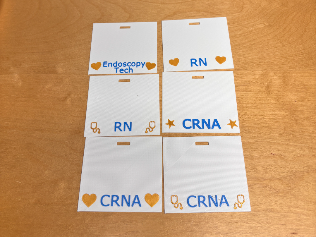RN, CRNA, and Endoscopy Tech Badge Reel inserts