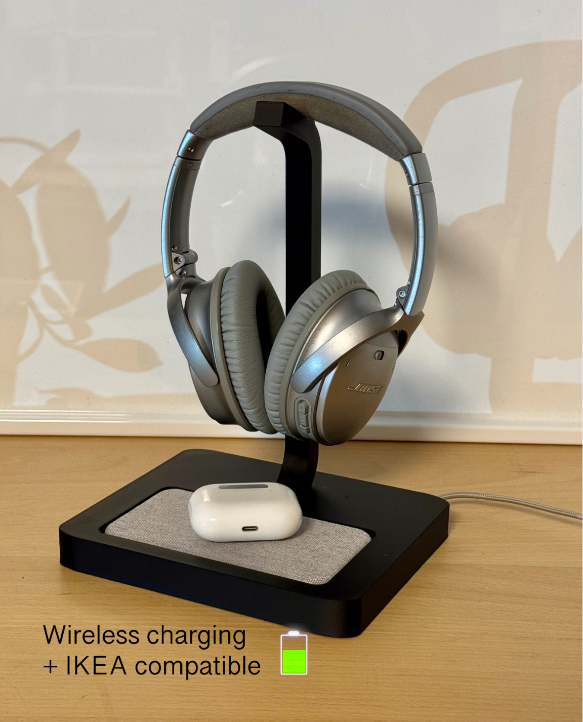 Headphone Stand|Wireless Charger|IKEA Compatible