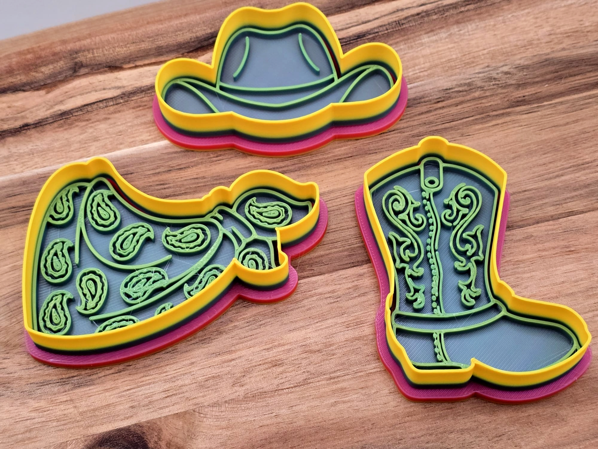 Cowboy Hat Scarf Boot Western Cookie Cutter Play