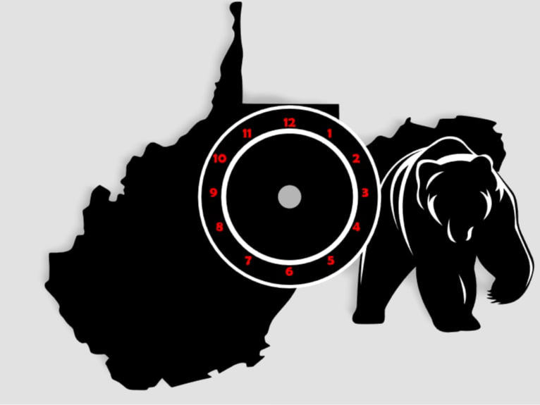 West Virginia State Clock with Black Bear