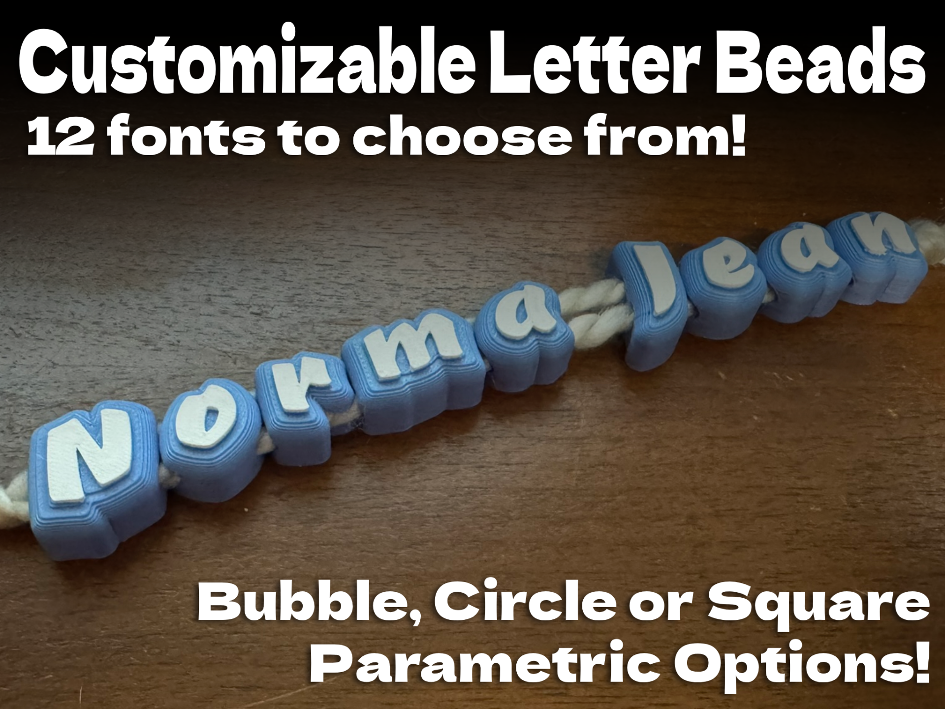 Parametric Friendship Bracelet Alphabet Beads