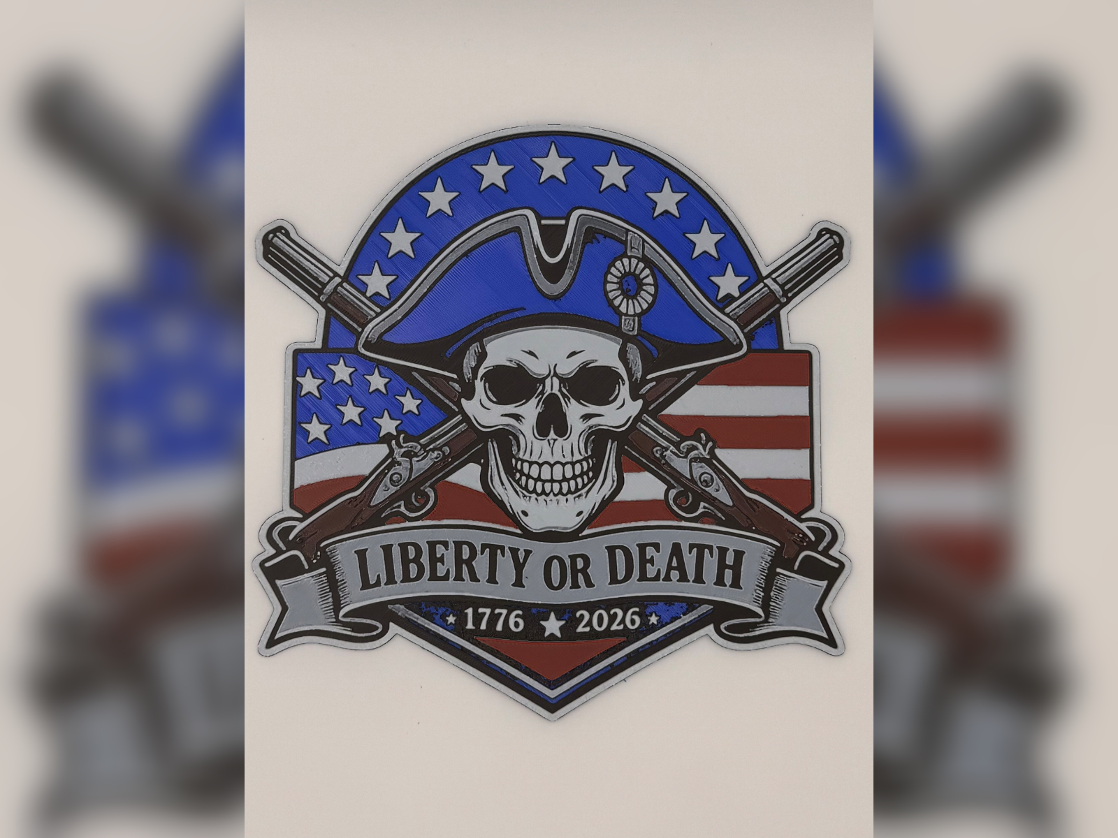 Liberty or Death Skull Badge hueforge print