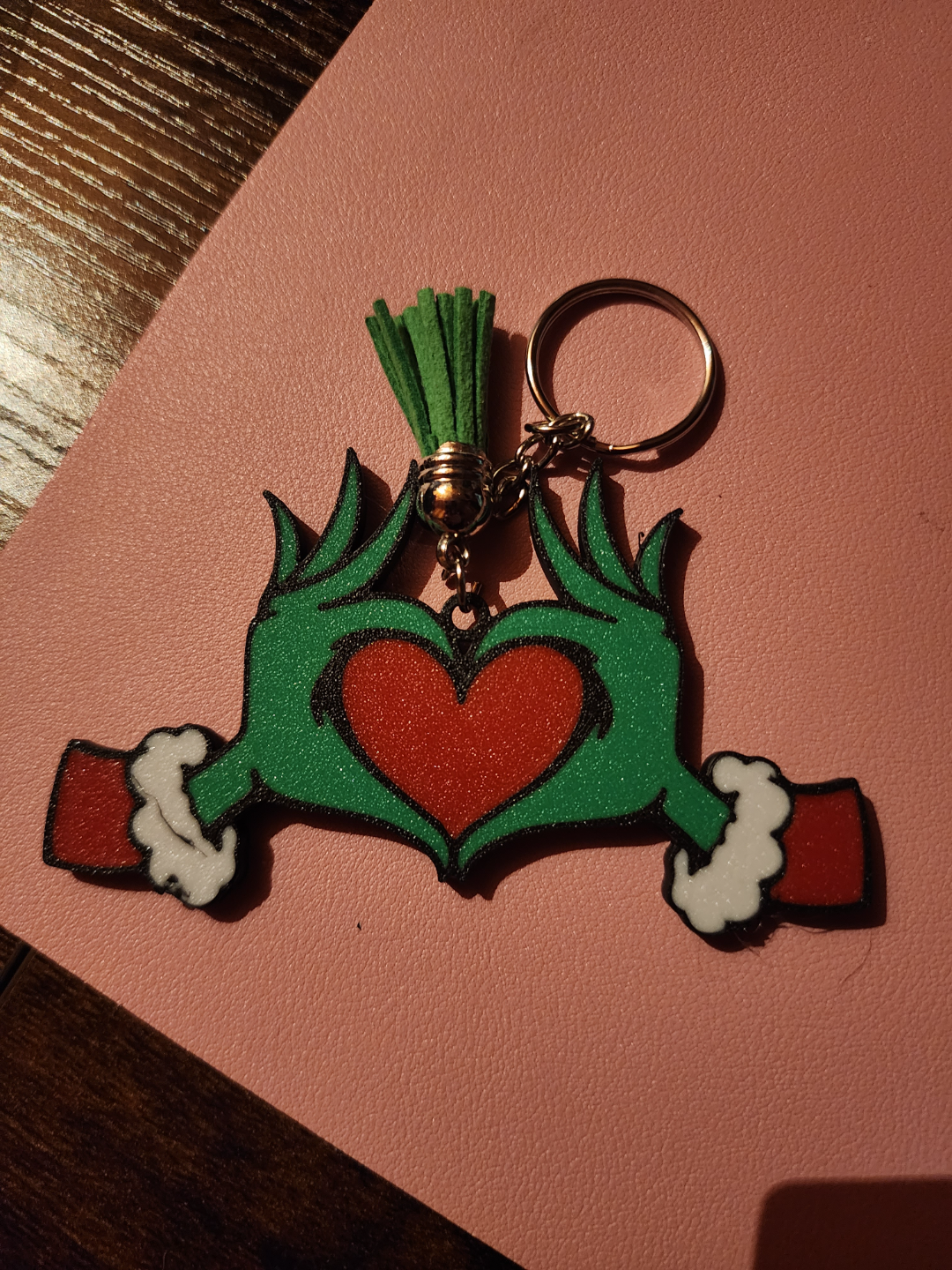 Grinch Heart Customizable Ornament or Keychain