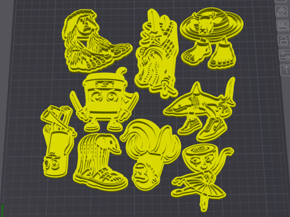 Pack Brainrot Cartoon – Llavero 3D / Cortante