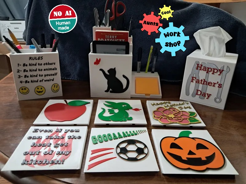 Desk Decor System with Interchangeable Faceplates