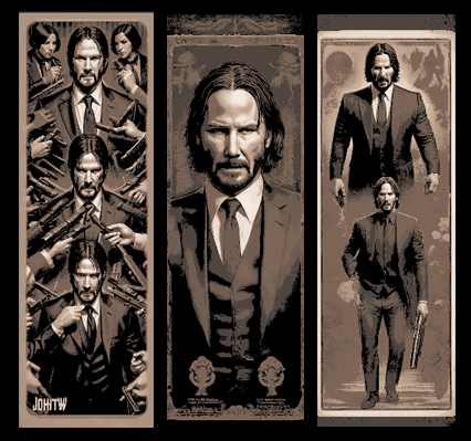 Set of 3 bookmarks as Fan Art - John Wick Portraits with lots of Guns