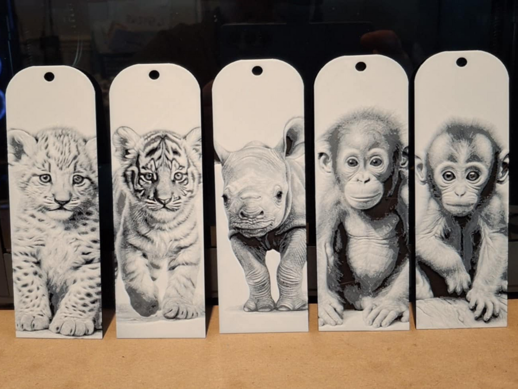 set 2 - Jungle animal bookmarks - greyscale