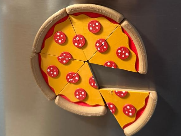 Pepperoni Pizza Fridge Magnet with Sauce