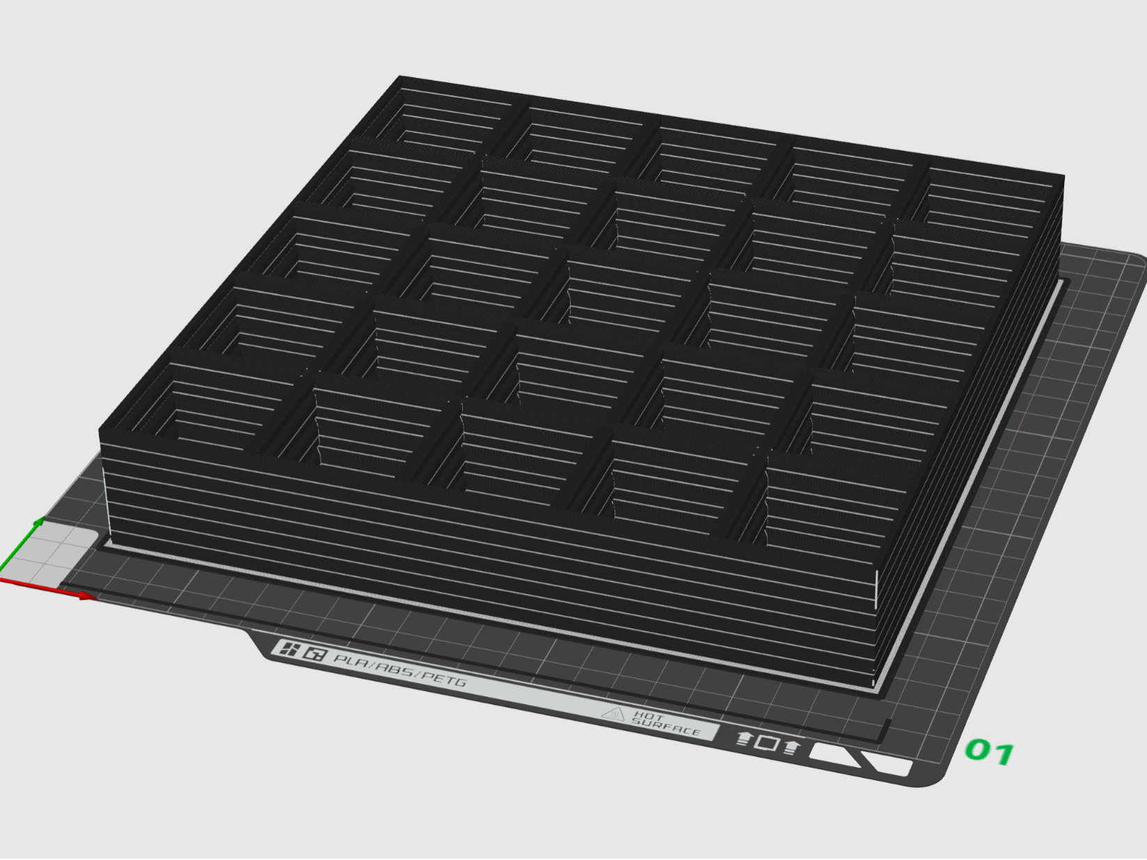 Gridfinity 5x5 Baseplate Stack 8-high