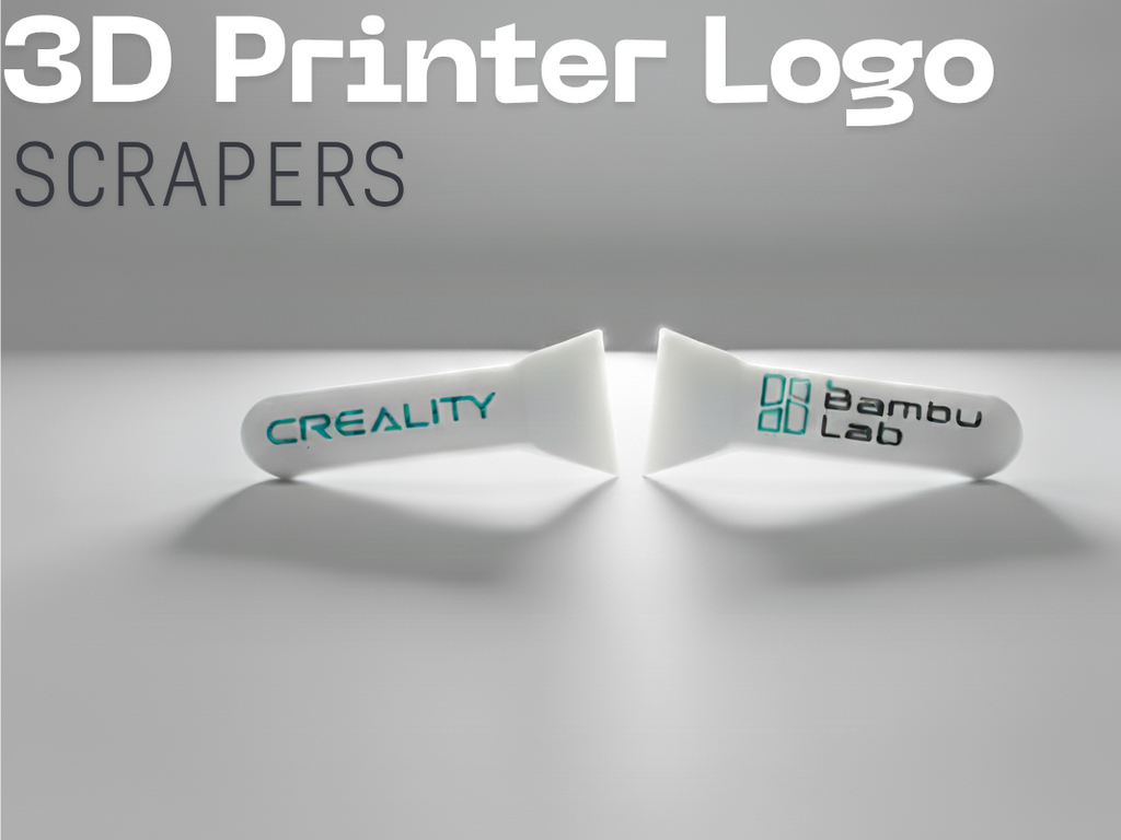3D print bed scrapers with 3d printer logos