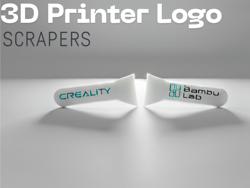 3D print bed scrapers with 3d printer logos