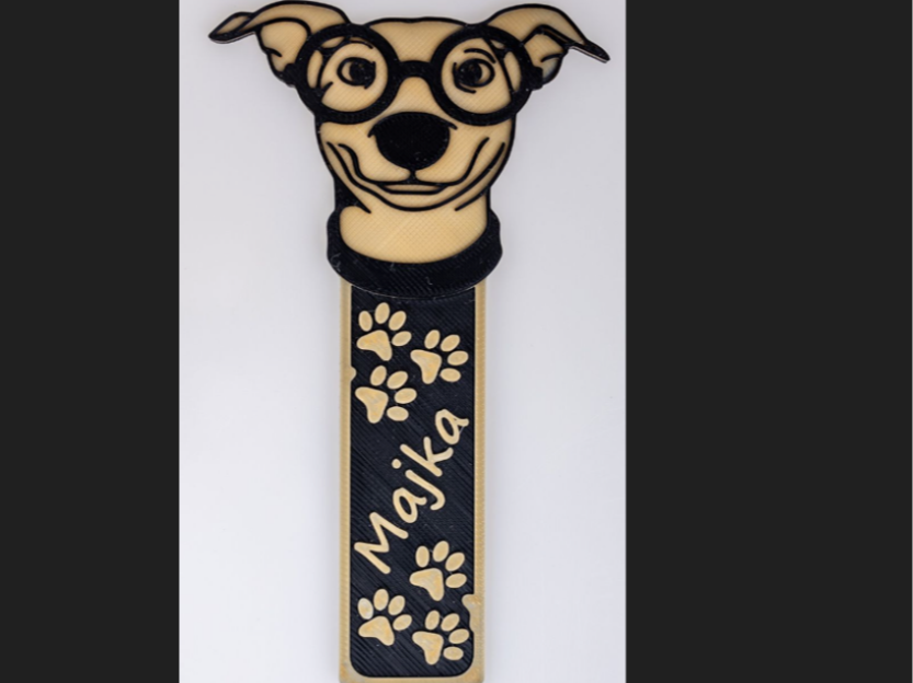 Dog bookmark with customizable name