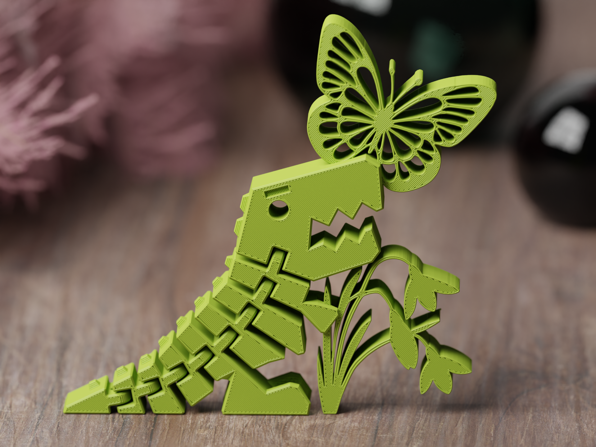 Flexi Rex Dino Spring Flower Print in Place