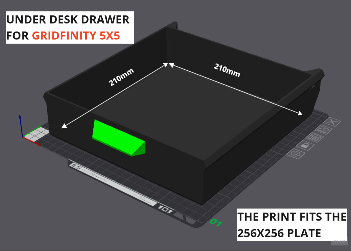 Gridfinity 5x5 - Under Desk Drawer