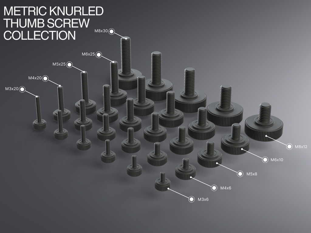 Metric Knurled Thumb Screw Collection M3-M8
